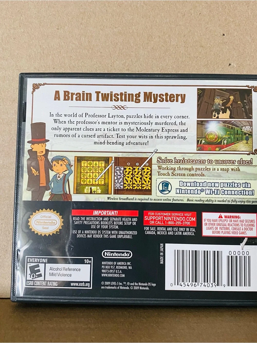 Nintendo Professor Layton & the Diabolical Box EUC includes box, game, pamphlet